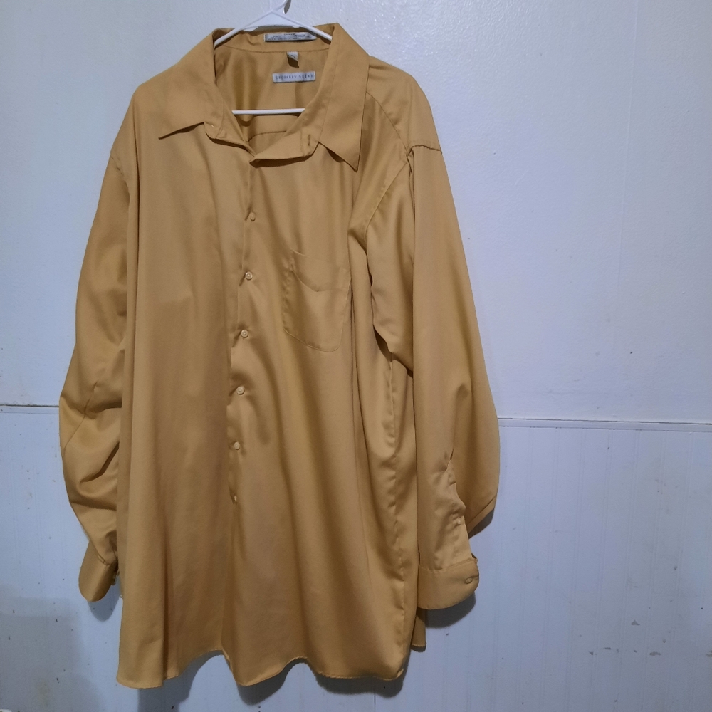 Geoffrey Beene Wrinkle Free Dress Shirt Men's 20 Tall 37/38 Long Sleeve Gold
